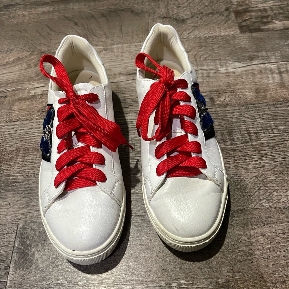 Aldo Women's White Sneakers‎ with Red Laces